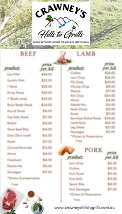 Nundle Butcher Price List